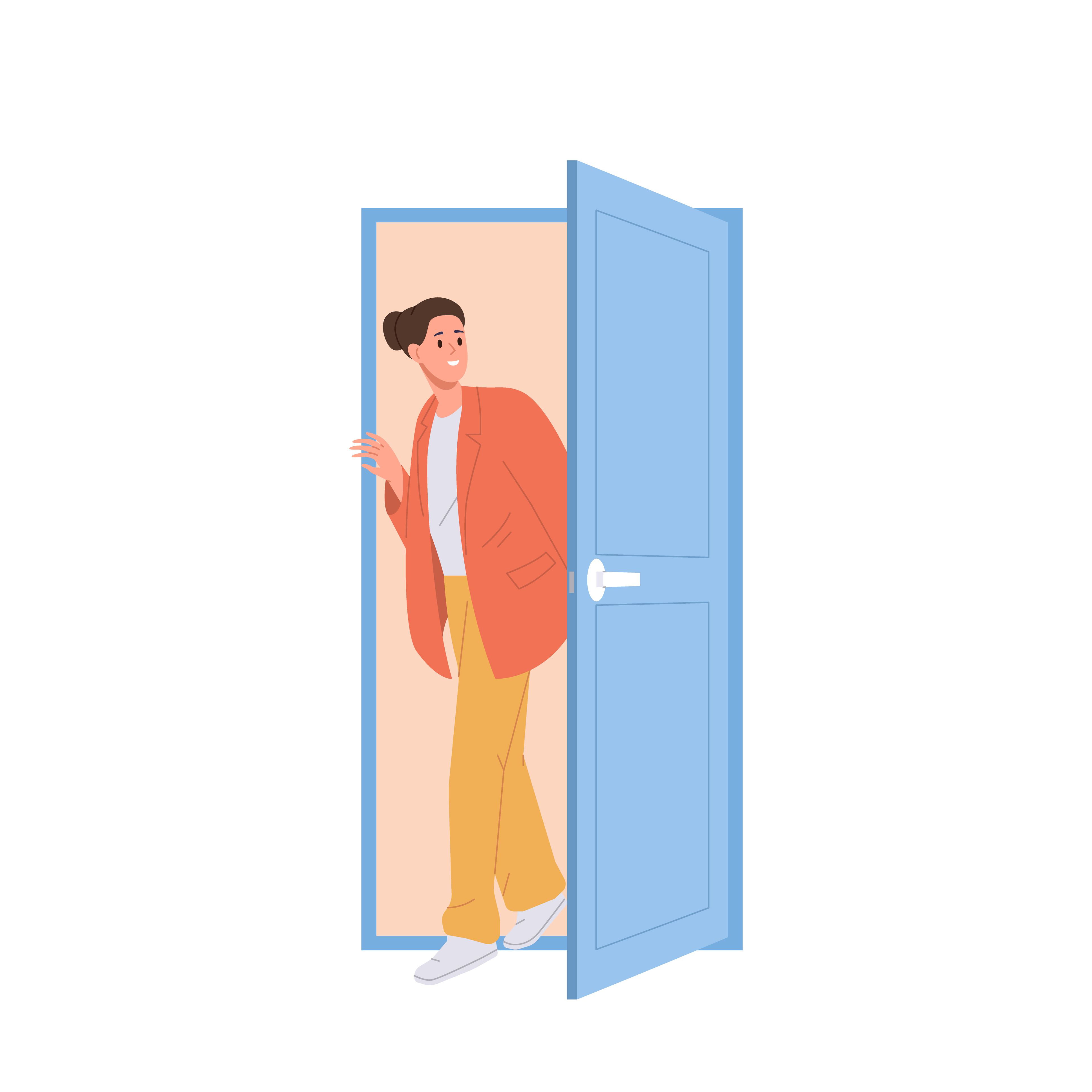 Door Graphic Woman walking through door